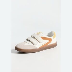 Sam Edelman White, Tan & Yellow Velcro Sneakers